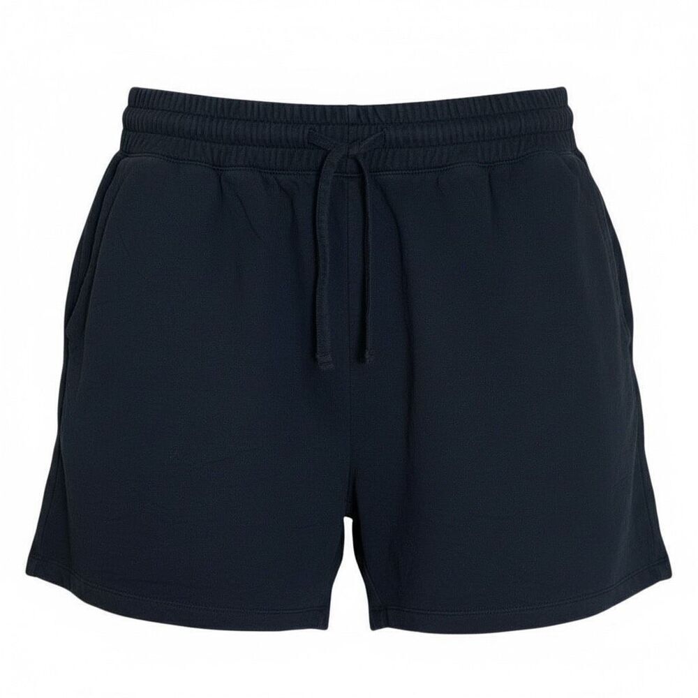 Zenana Elastic Waist Drawstring French Terry Cotton Shorts Black Size 1X